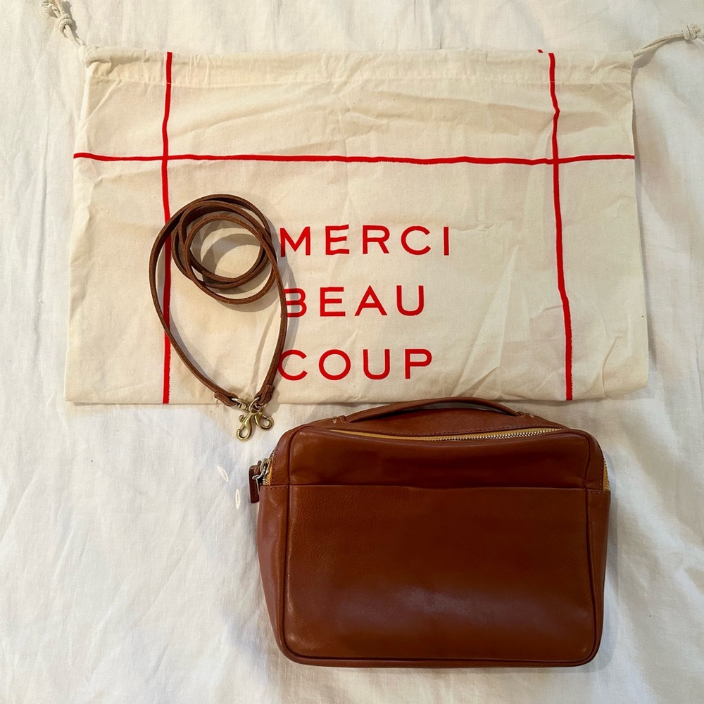 Clare V Brown Leather Crossbody Bag